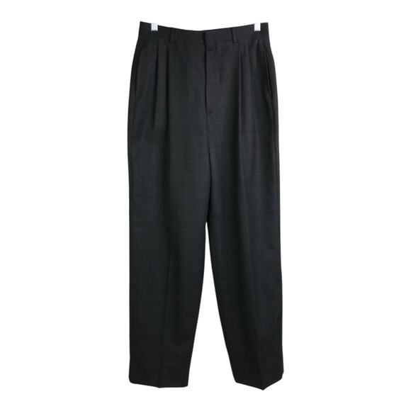 Barry Bricken Pants Womens 10 Blue Gray Plaid 100% Wool Highwaist Tweed Trouser - Picture 1 of 8